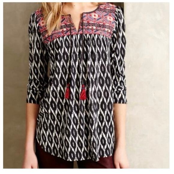 Anthropologie One September Palambo Ikat Boho Blouse size Medium - Picture 1 of 11